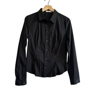 Prada Black stretch cotton long sleeve shirt, size Italian 46